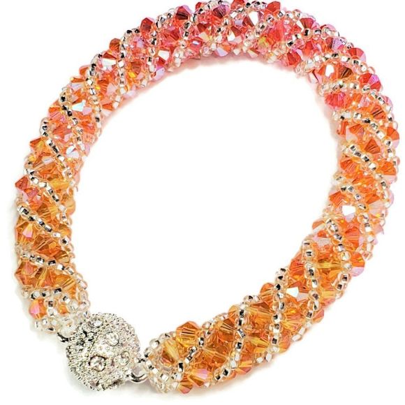 Orange Peach Bracelet Preciosa Crystal Russian Spiral Bracelet Bracelet - Picture 1 of 13